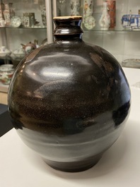 A Chinese black-brown-glazed russet-splashed jar, Henan kilns, Song