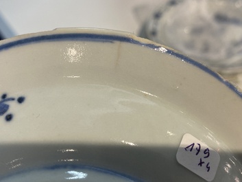 Four Chinese blue and white plates, Wanli and Transitional period