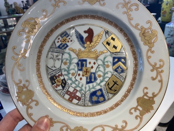 A Chinese armorial plate with the arms of 'Van Reverhorst' for the Belgian market, Qianlong, ca. 1745