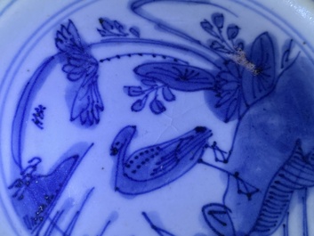 Four Chinese blue and white plates, Wanli and Transitional period