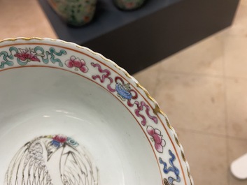 Quatre bols en porcelaine de Chine famille rose pour le march&eacute; Straits ou Peranakan, 19&egrave;me