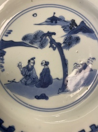 Three Chinese blue and white ko-sometsuke plates for the Japanese market, Transitional period