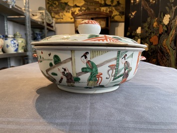 Three Chinese famille verte bowls, Transitional period and Kangxi