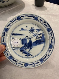 A Chinese blue and white ko-sometsuke plate for the Japanese market with a remarkable baking flaw, Transitional period