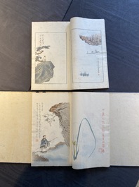 A box with two albums containing 200 woodblocks, a.o. after Qi Baishi, Zhang Daqian, Pu Ru and Ma Jin, Rong Bao Zhai studio, Beijing, 1935