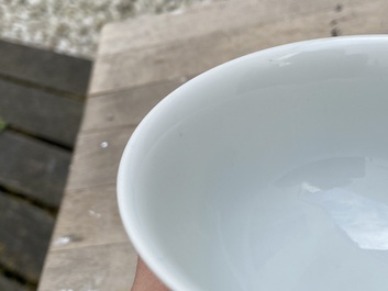 A fine Chinese monochrome white-glazed bowl, Yongzheng mark and of the period