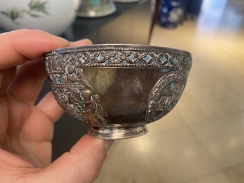 Une tasse et soucoupe en argent partiellement &eacute;maill&eacute;, Arm&eacute;nie, 18&egrave;me