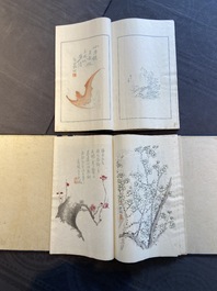 Une bo&icirc;te contenant deux albums de 200 estampes d'apr&egrave;s Qi Baishi, Zhang Daqian, Pu Ru, Ma Ji et autres, studio Rong Bao Zhai, P&eacute;kin, 1935