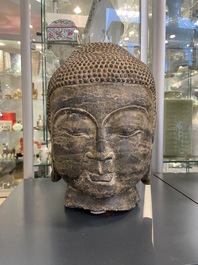 A Chinese stone head of Buddha, Ming or later