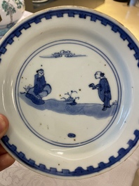 Three Chinese blue and white ko-sometsuke plates for the Japanese market, Transitional period