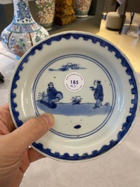 Three Chinese blue and white ko-sometsuke plates for the Japanese market, Transitional period