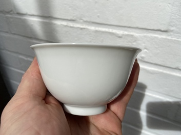 A fine Chinese monochrome white-glazed bowl, Yongzheng mark and of the period