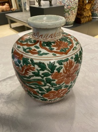 A Chinese wucai 'phoenixes' vase, Transitional period