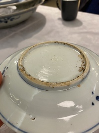 A Chinese blue and white ko-sometsuke plate for the Japanese market with a remarkable baking flaw, Transitional period