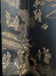 A Chinese eight-panel coromandel lacquer screen, 18/19th C.