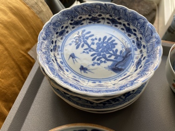 A varied collection of Chinese cups and saucers, 18/19th C.