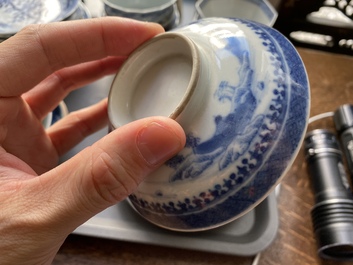 A varied collection of Chinese cups and saucers, 18/19th C.