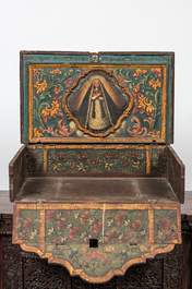 An iron-mounted wooden altar painted on the inside, Friesland, The Netherlands, 18th C.