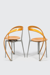 Une paire de 'Revers Chairs' par Andrea Branzi pour Cassina, Italie, ann&eacute;es 90
