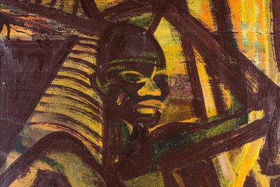 Floris Jespers (1889-1965): 'Afrikaanse markt', groot formaat, olie op doek