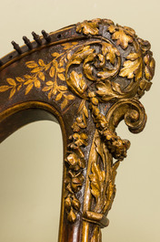 A partly gilt wooden harp, probably France, 18/19th C.