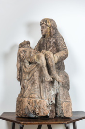 A 17th C. style large wooden Pieta, North of France