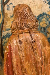 Importante Vierge et Saint Jean de calvaire en noyer sculpt&eacute;, polychrom&eacute; et dor&eacute;, Flandres, Brabant, fin du 15&egrave;me