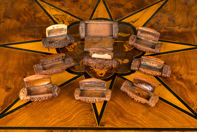 Nine corozo wooden tobacco boxes, France, 18/19th C.
