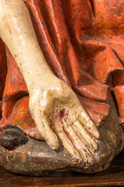 A large Flemish polychromed oak Piet&agrave;, probably Brabant, 15th C.