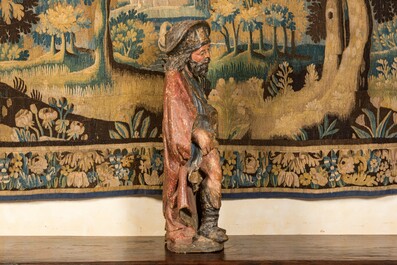 A large polychrome wooden Saint Roch, Spain or Southern France, 16th C.