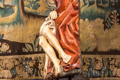 A large Flemish polychromed oak Piet&agrave;, probably Brabant, 15th C.