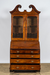 An English mahogany bookcase over secretary desk, 18th C.