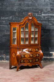 A small Dutch inlaid mahogany display cabinet, 19th C.