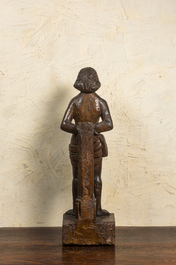 A carved oak figure of Christ at the column, 17/18th C.