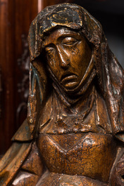 A large walnut Piet&agrave; with traces of polychromy, Southern Netherlands, 1st half 16th C.