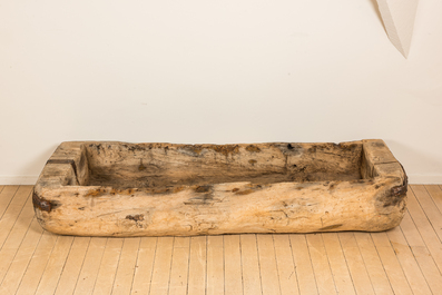 A wooden trough with iron mounts, 18th C.