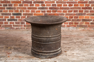 A large cast iron mortar, 17th C.