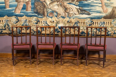 Six English mahogany chairs and a pair of armchairs, 19th C.