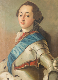 Ecole fran&ccedil;aise: 'Portrait de Frederick V', huile sur toile, 19&egrave;me