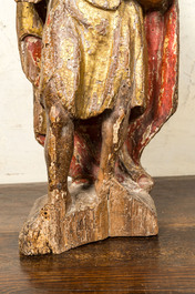 A polychromed and gilt walnut sculpture of John the Baptist holding the lamb, mid 16th C.