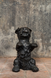 A patinated bronze model of a fox terrier dog, 20th C.