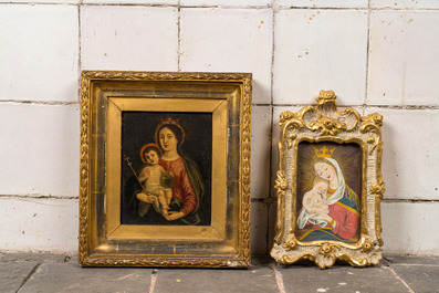 Quatre tableaux figurant la Vierge &agrave; l'Enfant, 18/19&egrave;me