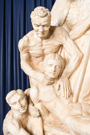 J. Simon: 'The torture of Saint Thomas', a large plaster group or study, dated 1912
