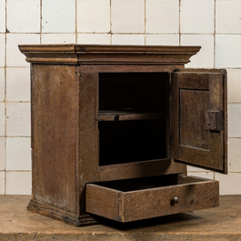 A small Flemish oak storage cabinet, 17/18th C.