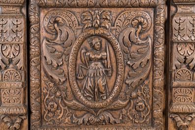 A French wooden 'Lady Justice' relief, ca. 1700