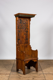 An interesting orientalist wooden throne, Southern Europe, early 20th C.