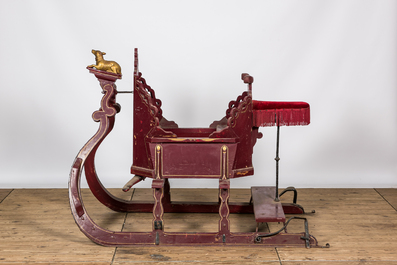 A Frisian polychrome and gilt wooden 'arretikker' or sleigh, The Netherlands, ca. 1900