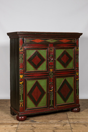 Une armoire &agrave; quatre portes en bois polychrome, Alsace, 1&egrave;re moiti&eacute; du 19&egrave;me
