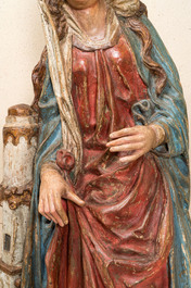 Grande Sainte Barbe en bois sculpt&eacute; et polychrom&eacute;, Pays-Bas m&eacute;ridionaux, milieu du 16&egrave;me