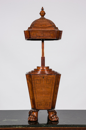 An English George III octagonal mahogany cutlery box on lion paw feet, early 19th C.